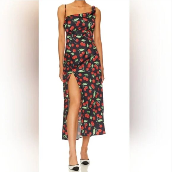 For Love And Lemons Midi Dress Cherry Print size M - Picture 1 of 7